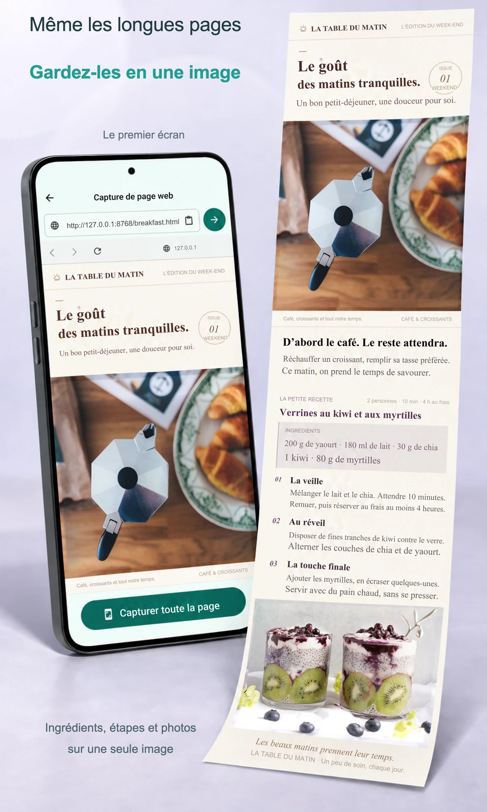 Exemple de capture web avec SnipRoll, montrant un article et l’image longue obtenue